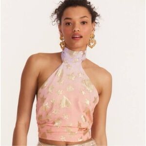 NWT LoveShackFancy Boca Handkerchief Top Sunset Orange